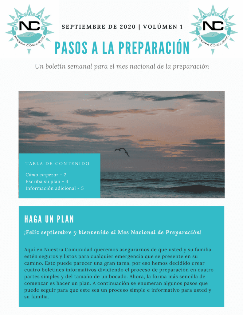 National Preparedness newsletter Volume 1, September 2020 in Spanish