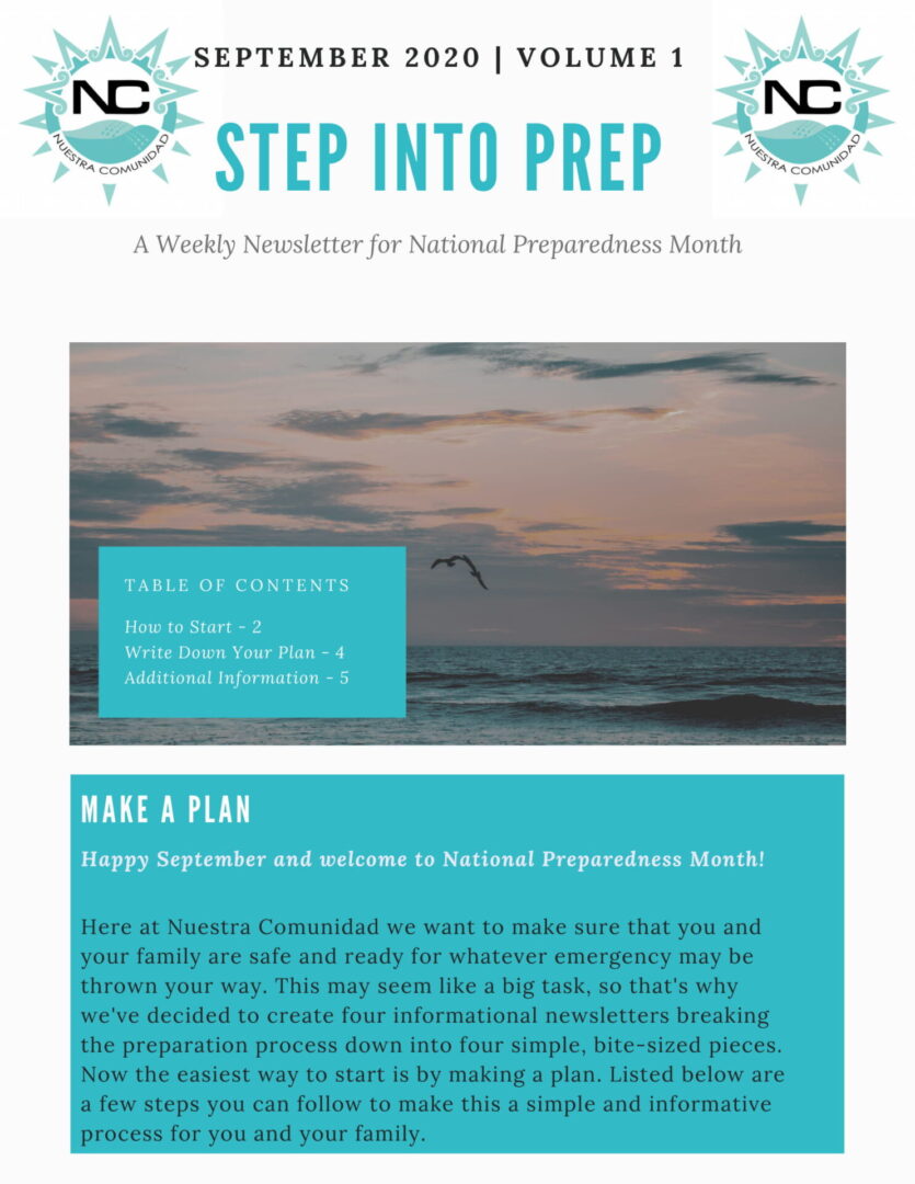 National Preparedness newsletter Volume 1, September 2020